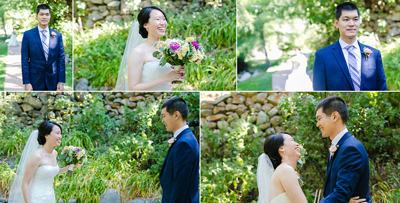 bride and groom first look