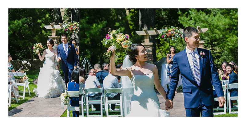 bride and groom recessing down the aisle