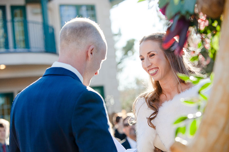 bride looking a groom during ceremony