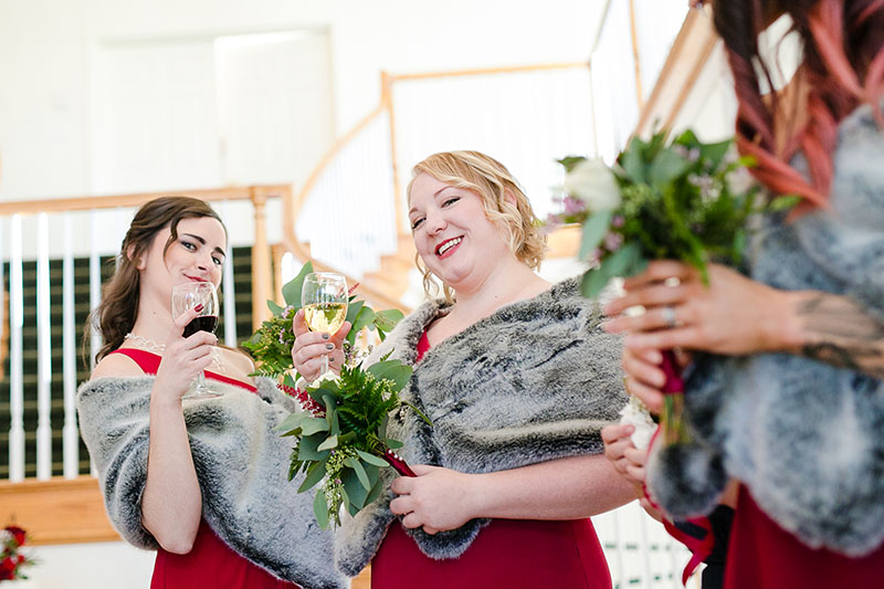 Bridesmaid having fun wedding