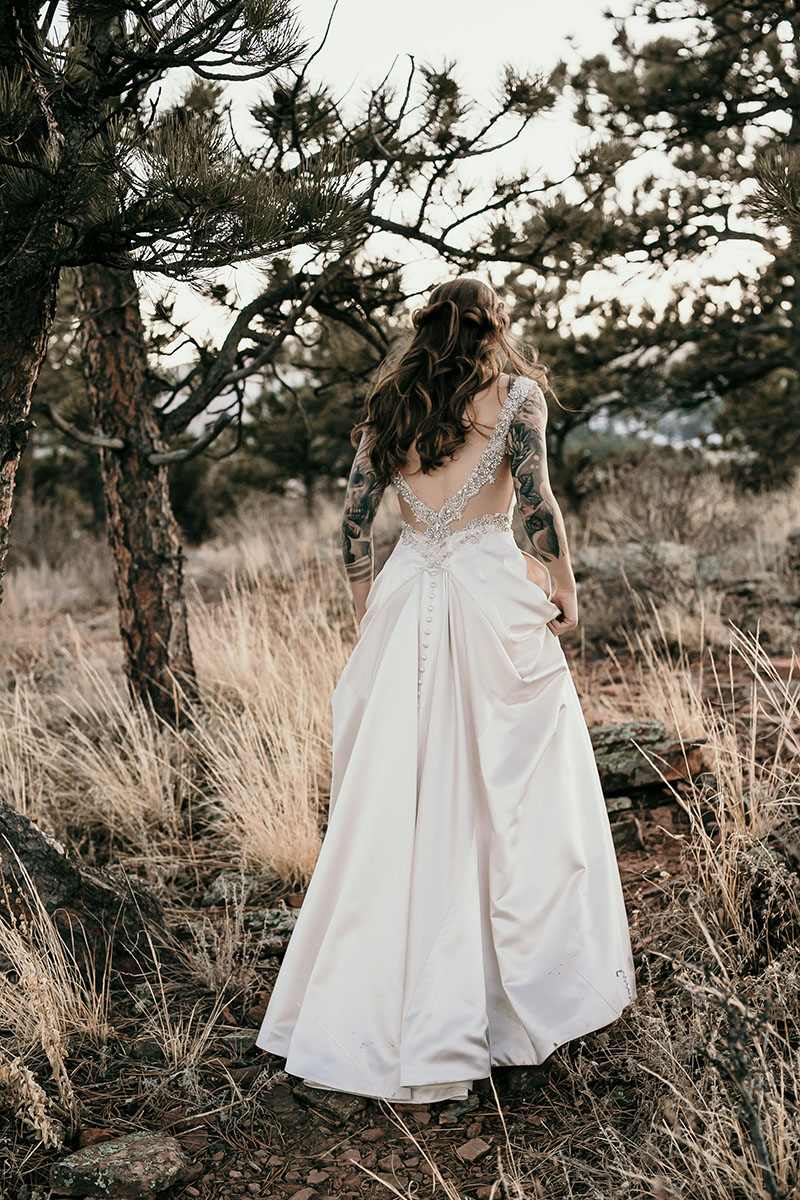 bride walking away at wedding