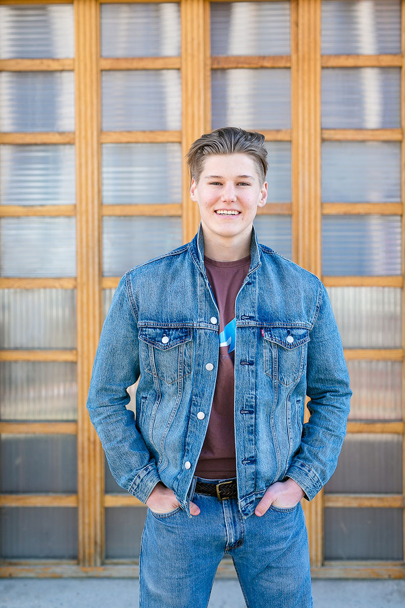 Fairview high school senior boy blue jeans and blue jean jacket denver co