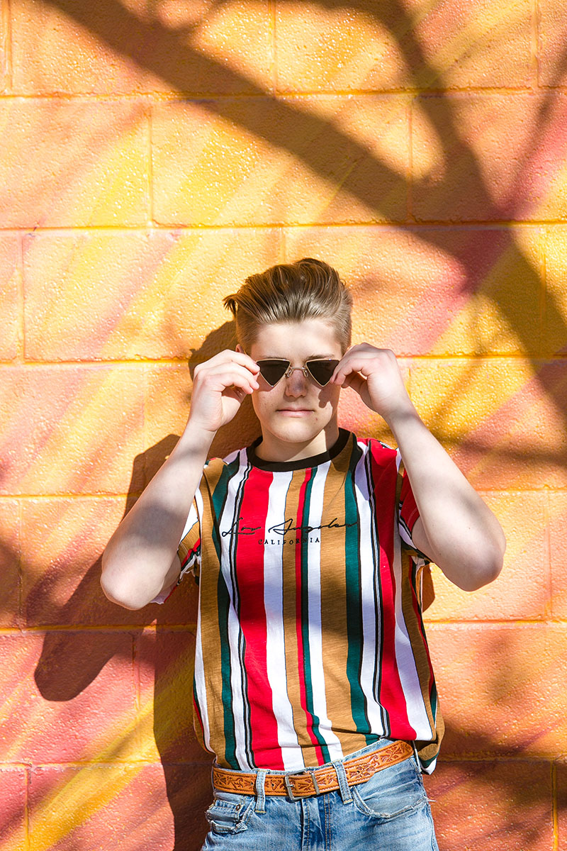 Fairview high school senior boy orange wall denver co