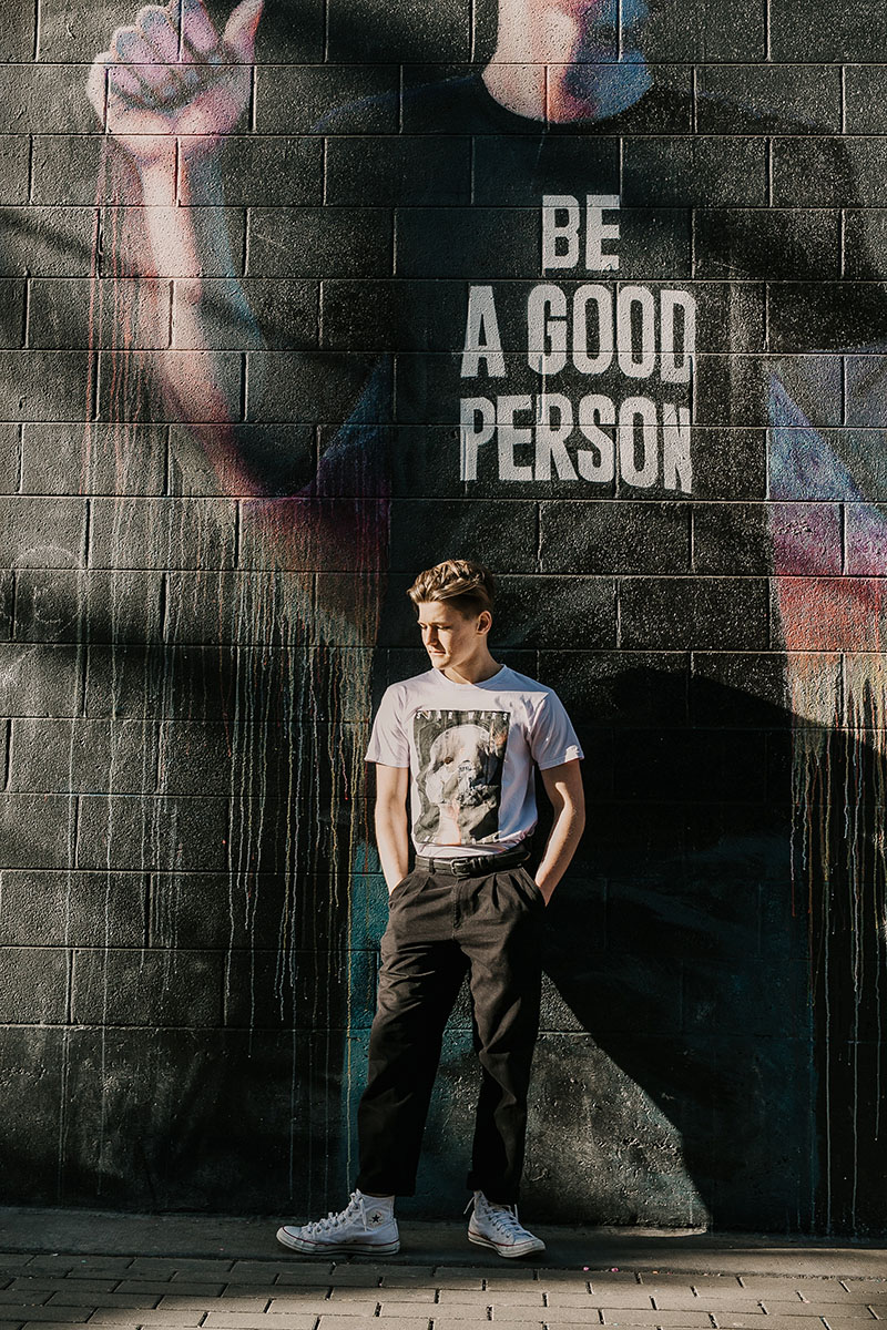 Fairview High school senior boy and graffiti wall