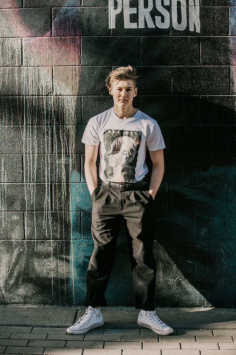 Fairview High school senior boy and graffiti wall